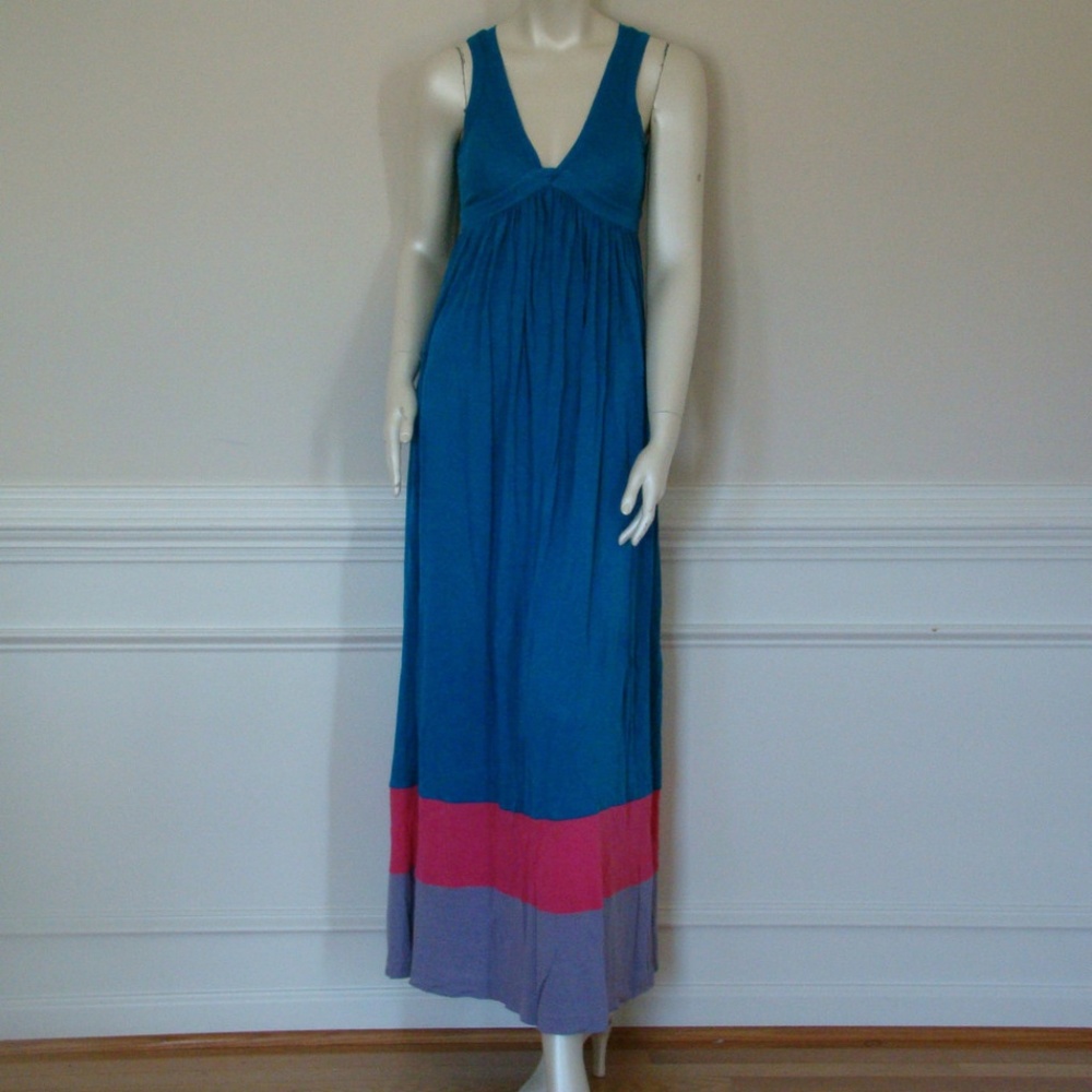 DvF KIWANA TEAL/HOT PINK/LILAC LONG GOWN -  SMALL